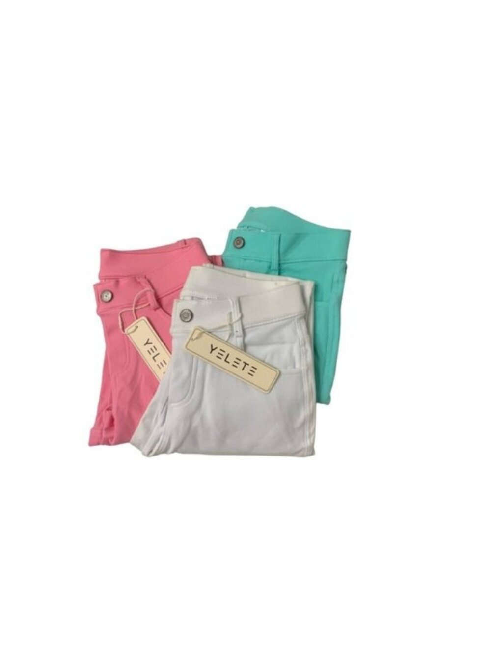 Yelete Jeggings 3-Pack Bundle - Pink Turquoise White